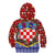 Croatia Christmas Kid Hoodie with Santa Sleigh Presents and Red Checkered Crest - Wonder Print Shop