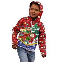 Croatia Christmas Kid Hoodie with Santa Sleigh Presents and Red Checkered Crest - Wonder Print Shop