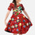 Croatia Christmas Kid Short Sleeve Dress with Santa Sleigh Presents and Red Checkered Crest - Wonder Print Shop
