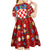 Croatia Christmas Kid Short Sleeve Dress with Santa Sleigh Presents and Red Checkered Crest - Wonder Print Shop