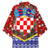 Croatia Christmas Kimono with Santa Sleigh Presents and Red Checkered Crest - Wonder Print Shop