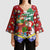 Croatia Christmas Kimono Sleeve Blouse with Santa Sleigh Presents and Red Checkered Crest - Wonder Print Shop