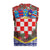 Croatia Christmas Knitted V-Neck Vest with Santa Sleigh Presents and Red Checkered Crest - Wonder Print Shop