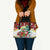Croatia Christmas Leather Bag with Santa Sleigh Presents and Red Checkered Crest - Wonder Print Shop