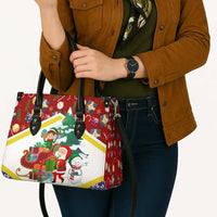 Croatia Christmas Leather Bag with Santa Sleigh Presents and Red Checkered Crest - Wonder Print Shop