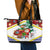 Croatia Christmas Leather Tote Bag with Santa Sleigh Presents and Red Checkered Crest - Wonder Print Shop