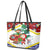 Croatia Christmas Leather Tote Bag with Santa Sleigh Presents and Red Checkered Crest - Wonder Print Shop