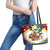 Croatia Christmas Leather Tote Bag with Santa Sleigh Presents and Red Checkered Crest - Wonder Print Shop