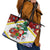 Croatia Christmas Leather Tote Bag with Santa Sleigh Presents and Red Checkered Crest - Wonder Print Shop