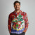 Croatia Christmas Long Sleeve Polo Shirt with Santa Sleigh Presents and Red Checkered Crest - Wonder Print Shop