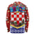 Croatia Christmas Long Sleeve Shirt with Santa Sleigh Presents and Red Checkered Crest - Wonder Print Shop