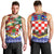 Croatia Christmas Men Tank Top with Santa Sleigh Presents and Red Checkered Crest - Wonder Print Shop
