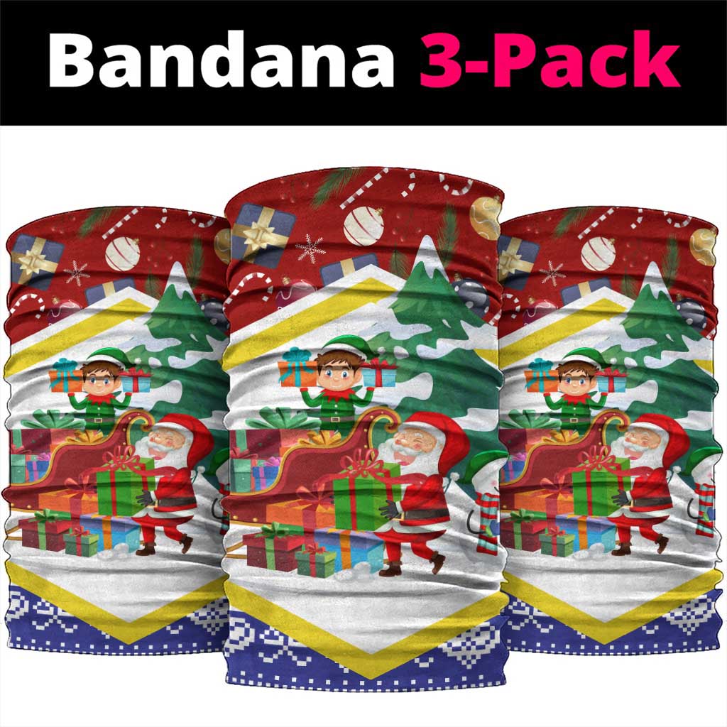 Croatia Christmas Neck Gaiter with Santa Sleigh Presents and Red Checkered Crest - Wonder Print Shop