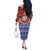 Croatia Christmas Off The Shoulder Long Sleeve Dress with Santa Sleigh Presents and Red Checkered Crest - Wonder Print Shop