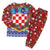Croatia Christmas Pajama Set with Santa Sleigh Presents and Red Checkered Crest - Wonder Print Shop