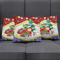 Croatia Christmas Pillow Cover with Santa Sleigh Presents and Red Checkered Crest - Wonder Print Shop