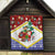 Croatia Christmas Quilt with Santa Sleigh Presents and Red Checkered Crest - Wonder Print Shop