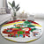 Croatia Christmas Round Carpet with Santa Sleigh Presents and Red Checkered Crest - Wonder Print Shop