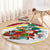 Croatia Christmas Round Carpet with Santa Sleigh Presents and Red Checkered Crest - Wonder Print Shop