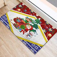 Croatia Christmas Rubber Doormat with Santa Sleigh Presents and Red Checkered Crest - Wonder Print Shop