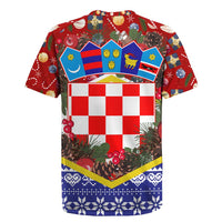 Croatia Christmas Rugby Jersey with Santa Sleigh Presents and Red Checkered Crest - Wonder Print Shop
