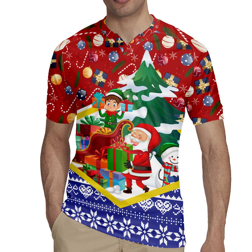 Croatia Christmas Rugby Jersey with Santa Sleigh Presents and Red Checkered Crest - Wonder Print Shop