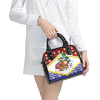 Croatia Christmas Shoulder Handbag with Santa Sleigh Presents and Red Checkered Crest - Wonder Print Shop