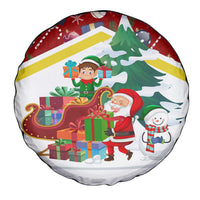 Croatia Christmas Spare Tire Cover with Santa Sleigh Presents and Red Checkered Crest - Wonder Print Shop