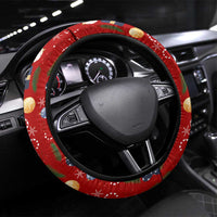 Croatia Christmas Steering Wheel Cover with Santa Sleigh Presents and Red Checkered Crest - Wonder Print Shop