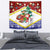 Croatia Christmas Tapestry with Santa Sleigh Presents and Red Checkered Crest - Wonder Print Shop
