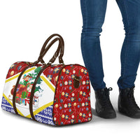 Croatia Christmas Travel Bag with Santa Sleigh Presents and Red Checkered Crest - Wonder Print Shop