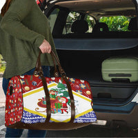 Croatia Christmas Travel Bag with Santa Sleigh Presents and Red Checkered Crest - Wonder Print Shop