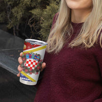 Croatia Christmas Tumbler Cup with Santa Sleigh Presents and Red Checkered Crest - Wonder Print Shop