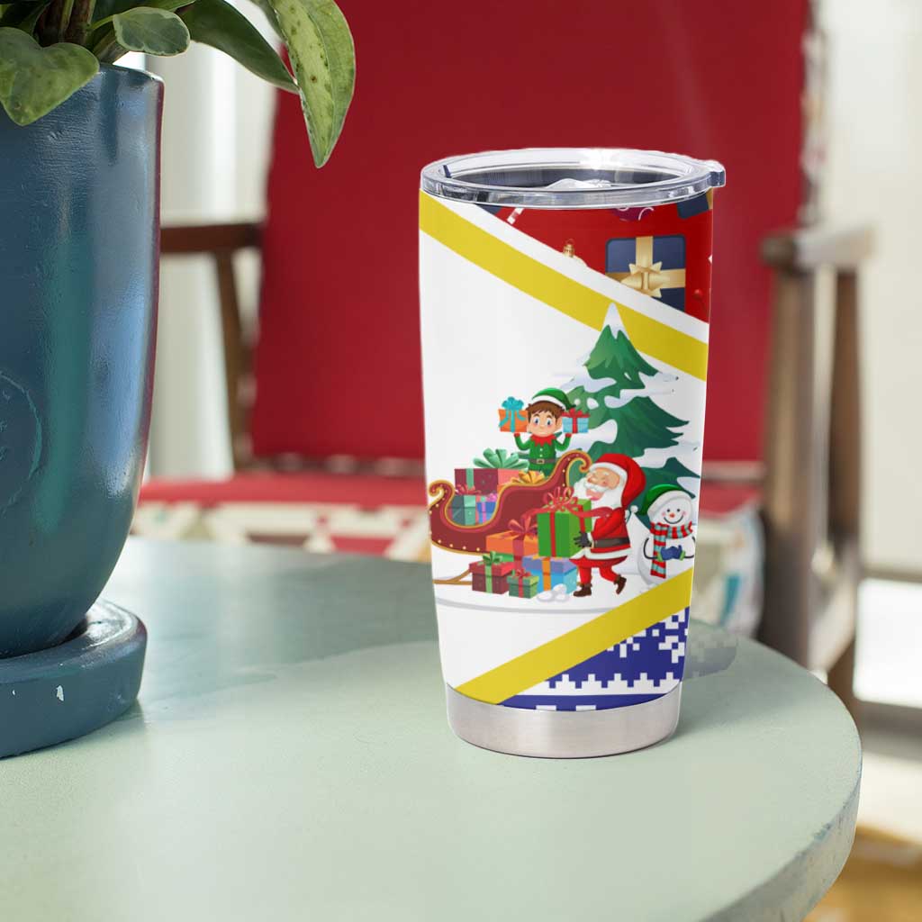 Croatia Christmas Tumbler Cup with Santa Sleigh Presents and Red Checkered Crest - Wonder Print Shop