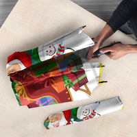 Croatia Christmas Umbrella with Santa Sleigh Presents and Red Checkered Crest - Wonder Print Shop