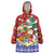 Croatia Christmas Wearable Blanket Hoodie with Santa Sleigh Presents and Red Checkered Crest - Wonder Print Shop