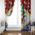 Croatia Christmas Window Curtain with Santa Sleigh Presents and Red Checkered Crest - Wonder Print Shop
