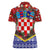 Croatia Christmas Women Polo Shirt with Santa Sleigh Presents and Red Checkered Crest - Wonder Print Shop