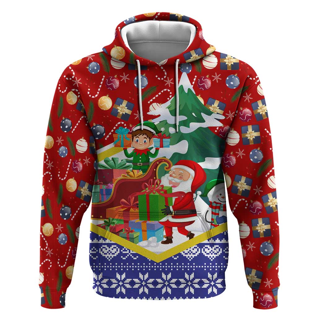 Croatia Christmas Zip Hoodie with Santa Sleigh Presents and Red Checkered Crest - Wonder Print Shop