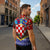 Croatia Christmas Zipper Polo Shirt with Santa Sleigh Presents and Red Checkered Crest - Wonder Print Shop