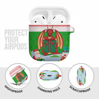 Wales Christmas AirPods Case with Red Dragon Gift and Holiday Crest Snow Scene - Wonder Print Shop