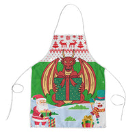 Wales Christmas Apron with Red Dragon Gift and Holiday Crest Snow Scene - Wonder Print Shop