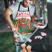 Wales Christmas Apron with Red Dragon Gift and Holiday Crest Snow Scene - Wonder Print Shop