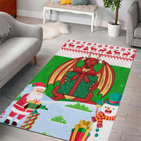 Wales Christmas Area Rug with Red Dragon Gift and Holiday Crest Snow Scene - Wonder Print Shop