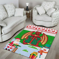 Wales Christmas Area Rug with Red Dragon Gift and Holiday Crest Snow Scene - Wonder Print Shop