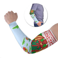 Wales Christmas Arm Sleeves with Red Dragon Gift and Holiday Crest Snow Scene - Wonder Print Shop