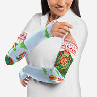 Wales Christmas Arm Sleeves with Red Dragon Gift and Holiday Crest Snow Scene - Wonder Print Shop