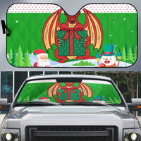 Wales Christmas Auto Sun Shade with Red Dragon Gift and Holiday Crest Snow Scene - Wonder Print Shop