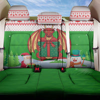 Wales Christmas Back Car Seat Cover with Red Dragon Gift and Holiday Crest Snow Scene - Wonder Print Shop