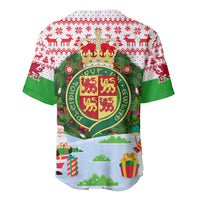 Wales Christmas Baseball Jersey with Red Dragon Gift and Holiday Crest Snow Scene - Wonder Print Shop